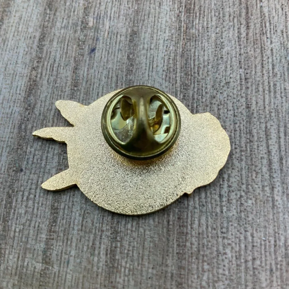 Cloisonne Vintage Enamel Blue Flower Hummingbird Gold Tone Pin - Picture 4 of 5